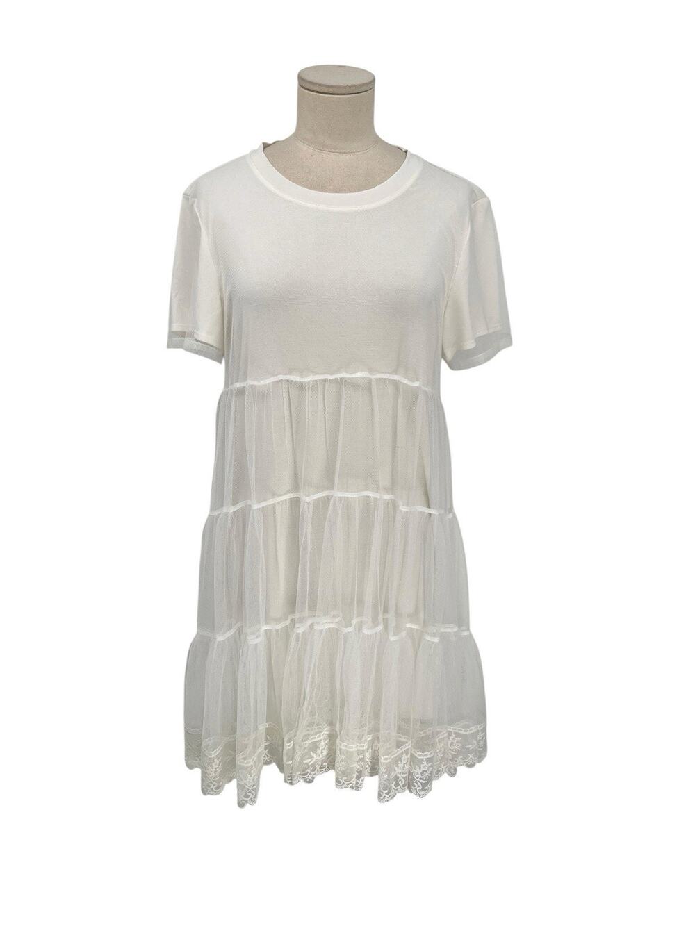 Alice + Olivia Dreema Tulle Shirt Mini Dress White Size Small